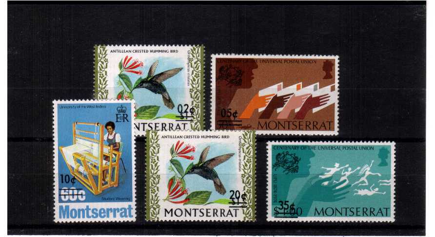 The surcharged set of five superb unmounted mint.